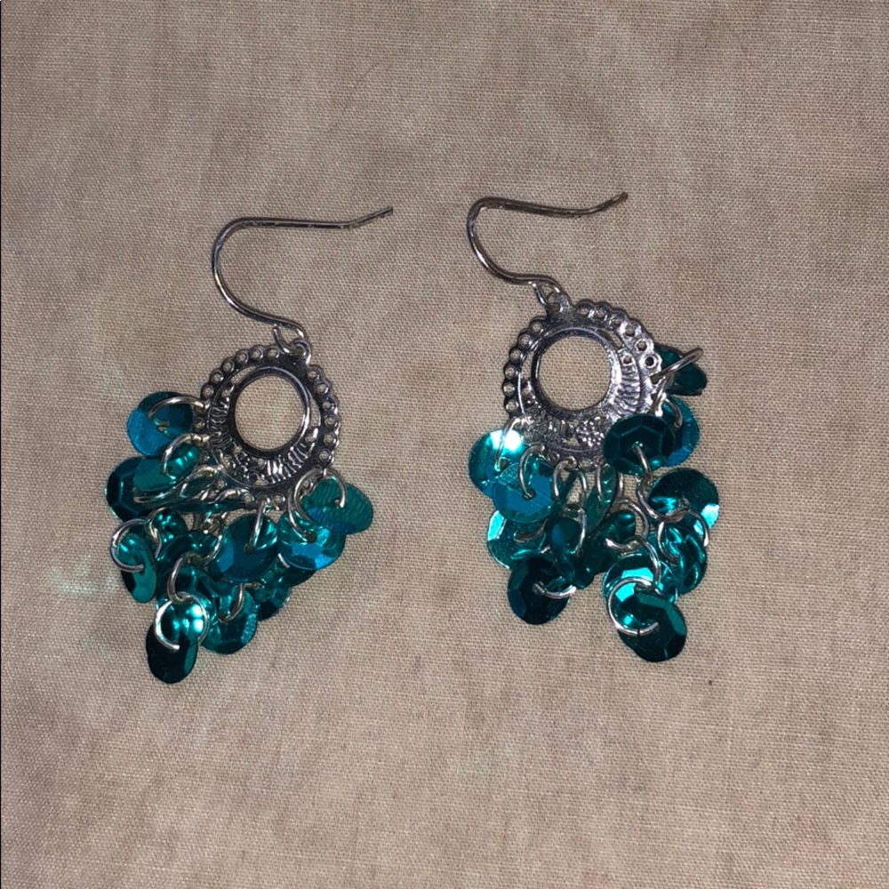 Blue sequin earrings